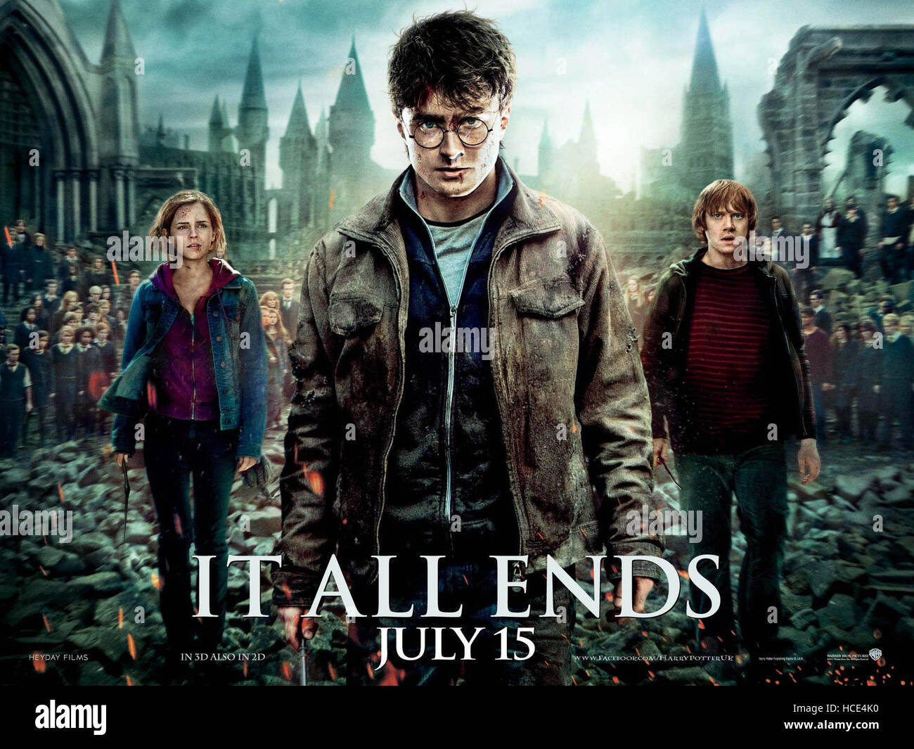 HARRY POTTER AND THE DEATHLY HALLOWS PART 2, British poster art, from left Emma Watson, Daniel