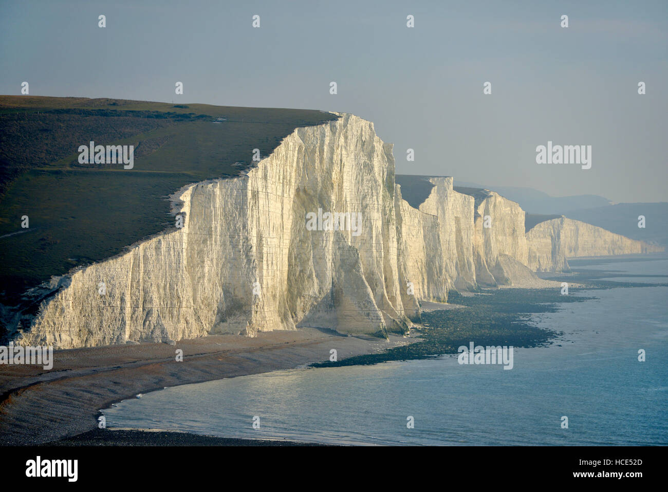 Seven Sisters chalk cliffs. The iconic Sussex coastal view of the South