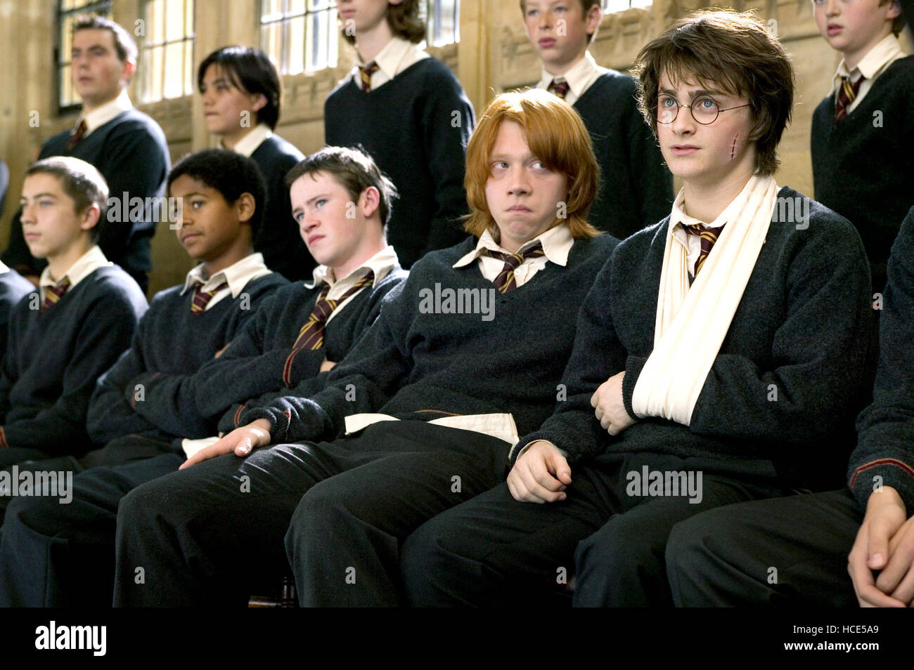 HARRY POTTER AND THE GOBLET OF FIRE, Alfred Enoch, Devon Murray, Rupert Grint, Daniel Radcliffe, 2005, (c) Warner Stock Photo