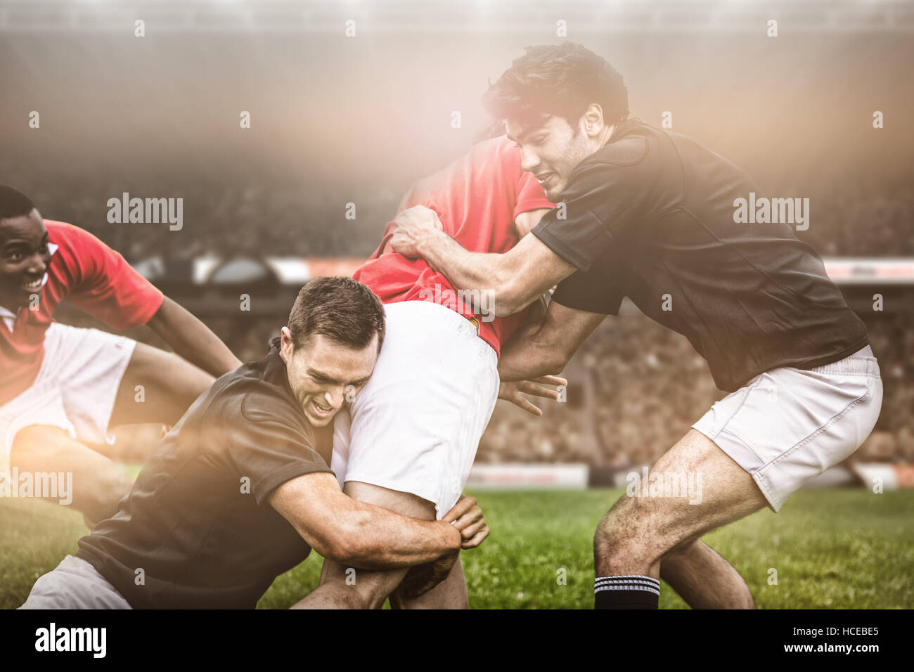 Composite image of rugby fans in arena Stock Photo - Alamy