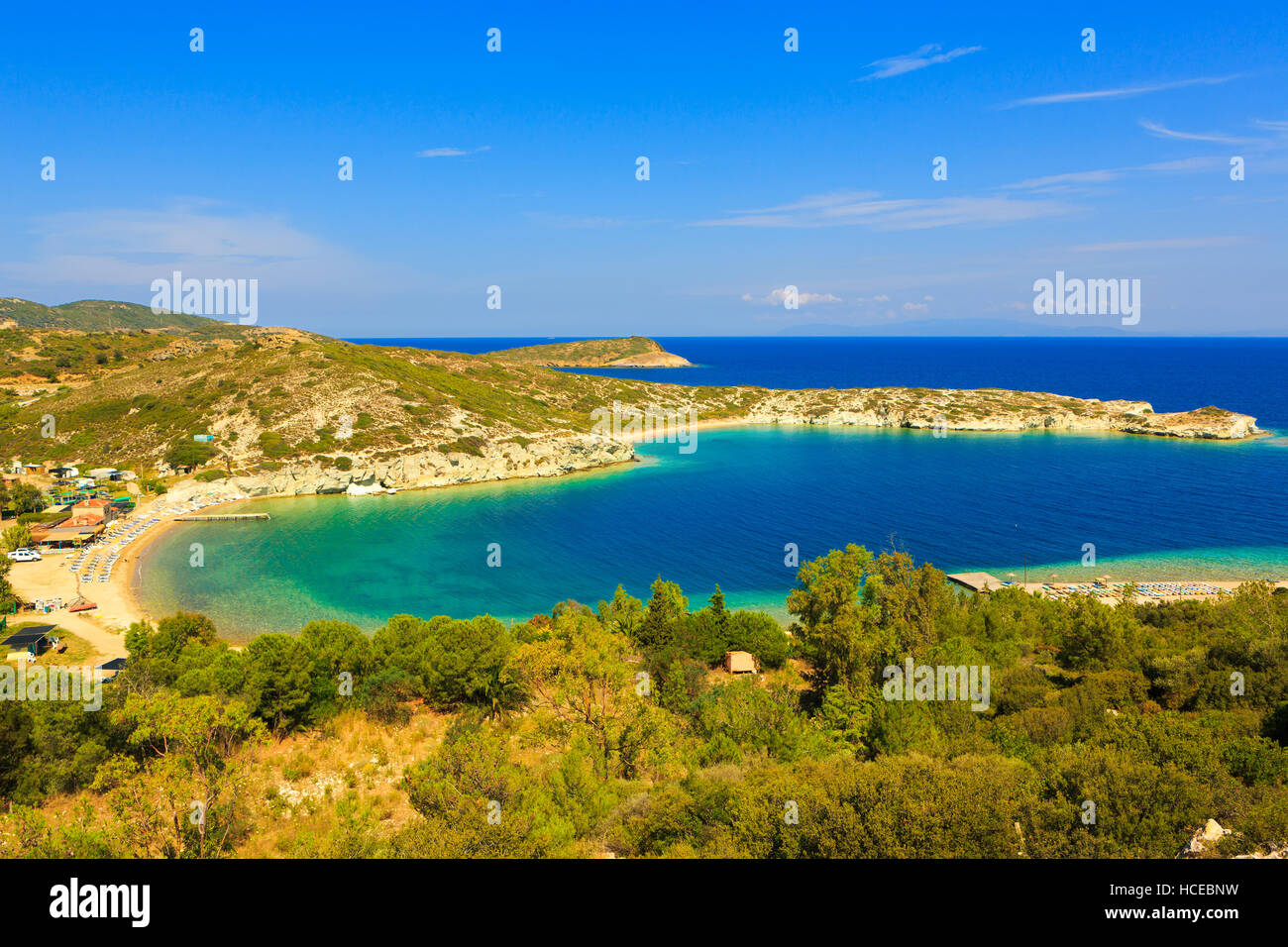 Beaches of Kusadasi in Aegean Sea, Turkey Stock Photo