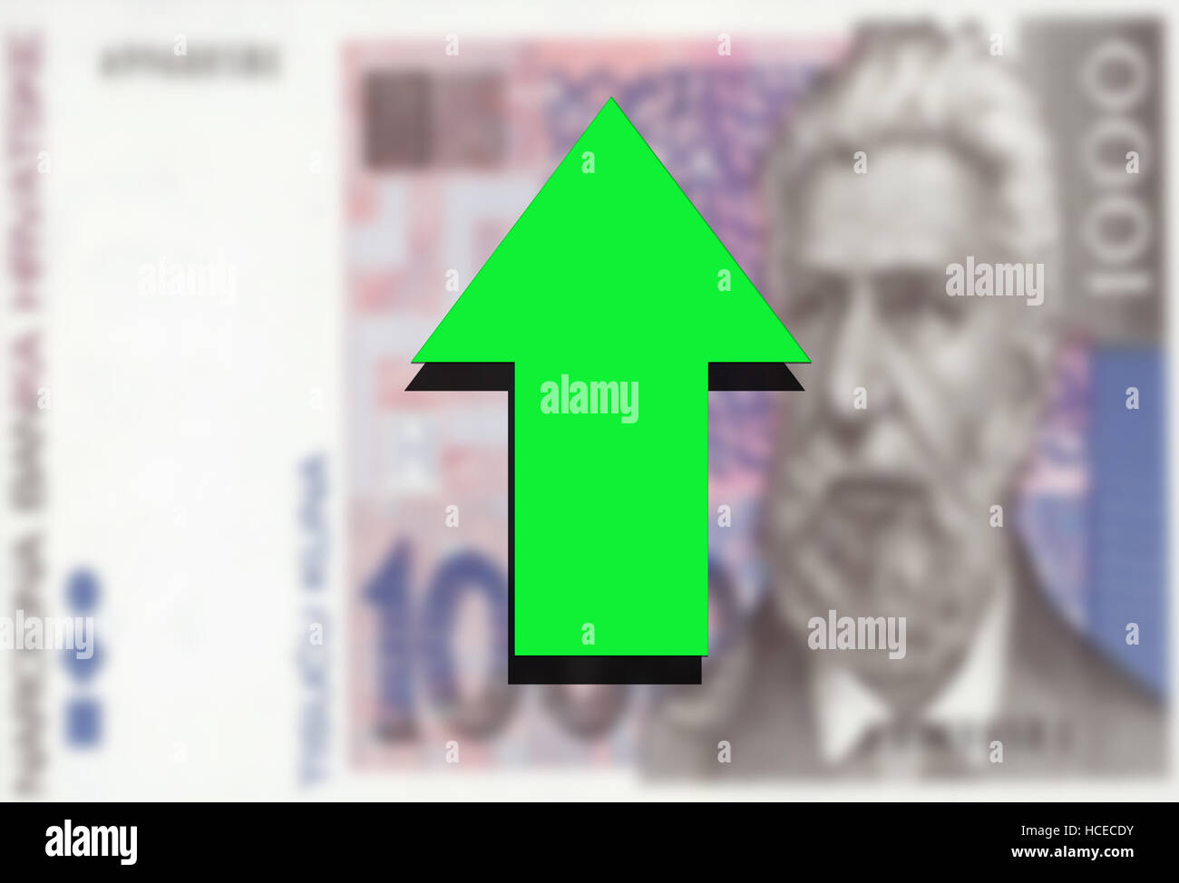 Croatian Kuna money and green arrow up Stock Photo