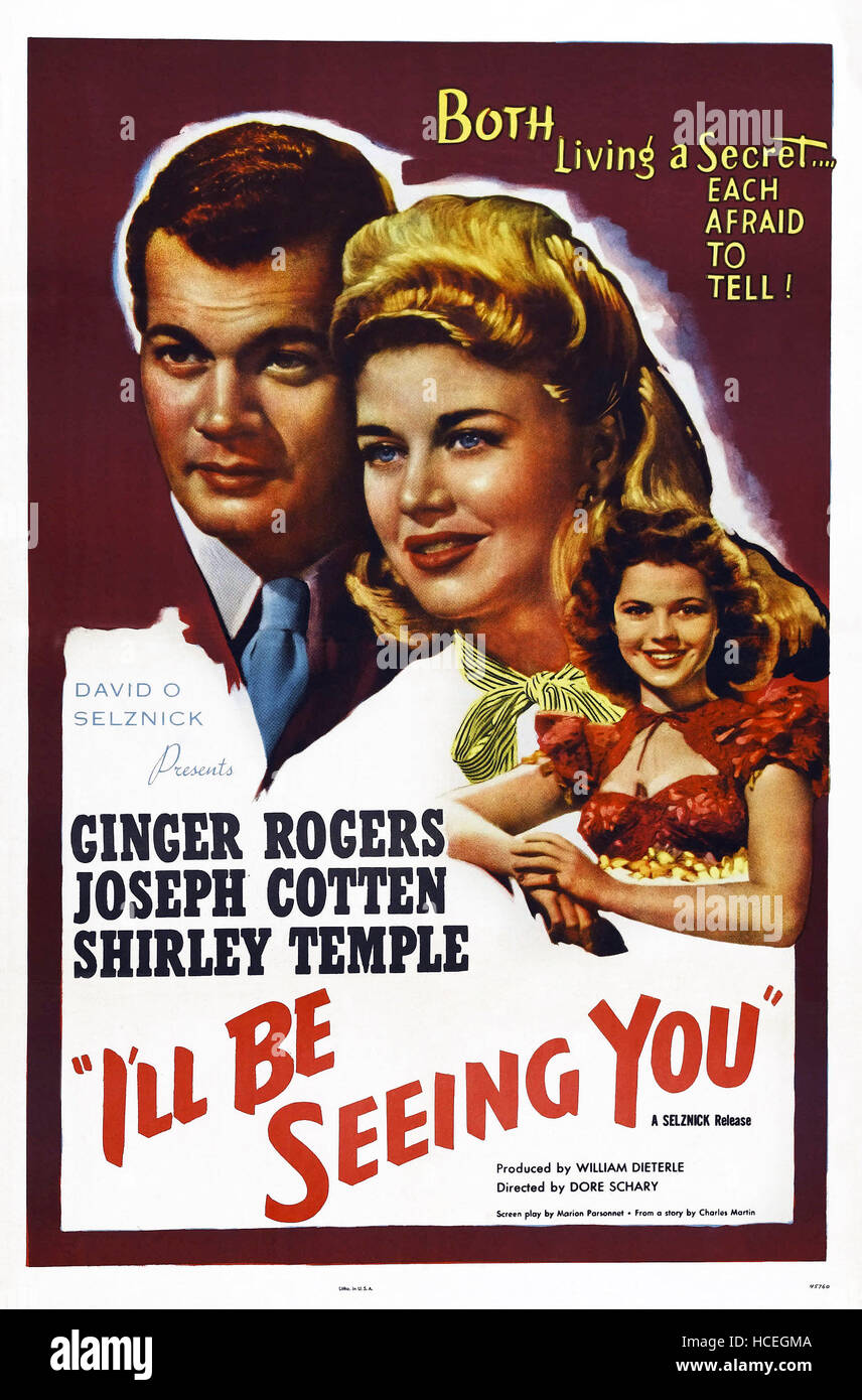 I'LL BE SEEING YOU, US poster art, from left Joseph Cotten, Ginger