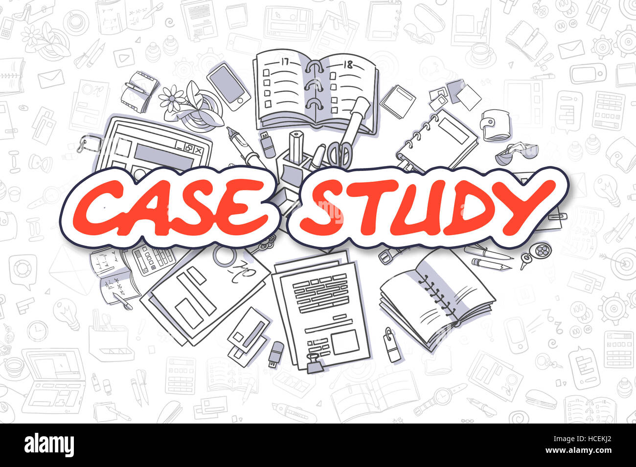 Case Study - Doodle Red Word. Business Concept. Stock Photo