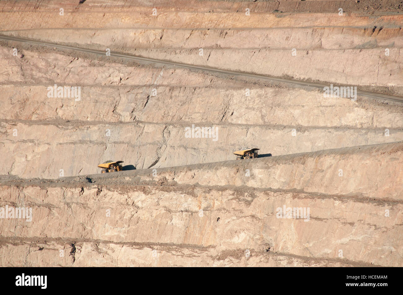 Dump Trucks in Super Pit - Kalgoorlie - Australia Stock Photo