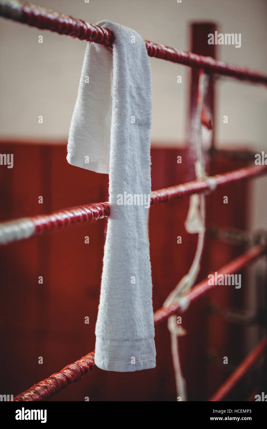 Towel on boxing ring Stock Photo