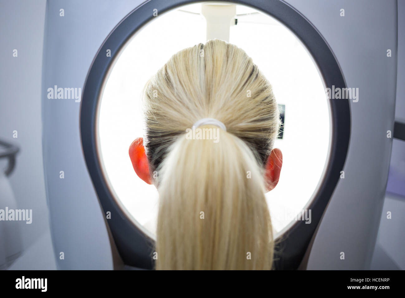 Woman receiving aesthetic laser scan Stock Photo Alamy