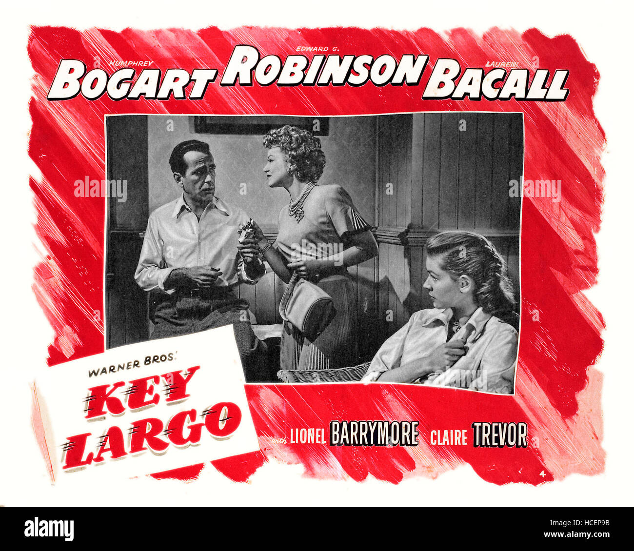KEY LARGO, Humphrey Bogart, Claire Trevor, Lauren Bacall, 1948 Stock ...