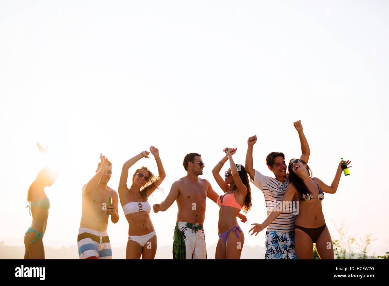 People dancing and partying in summer Stock Photo