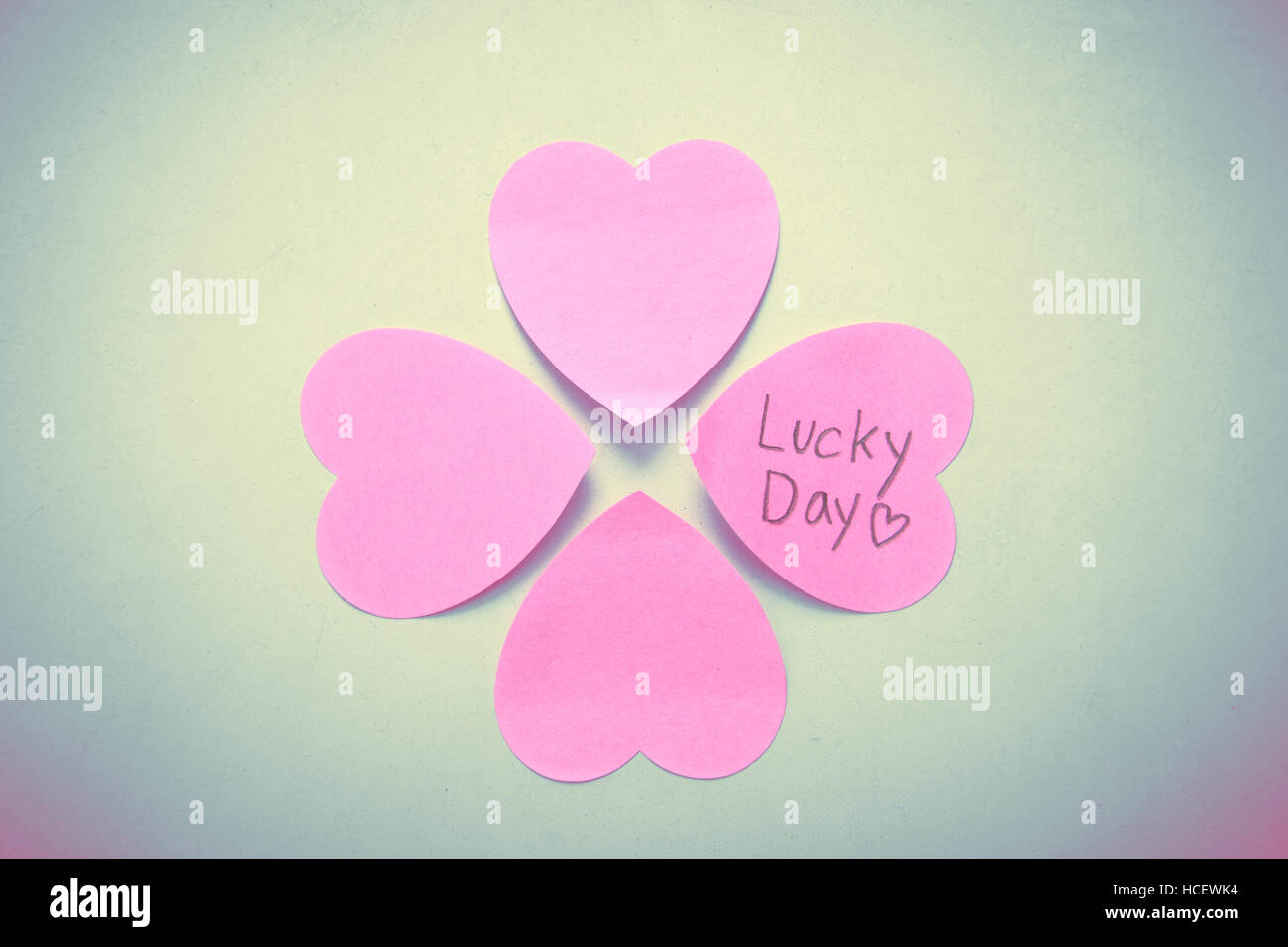 Four-leaf clover made with hearts Stock Photo