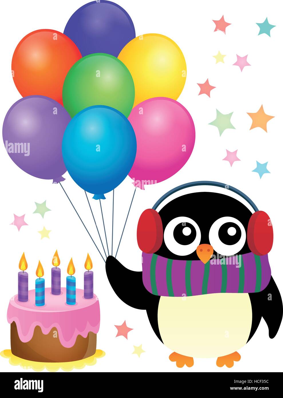 Party Penguin Theme Image 1 Eps10 Vector Illustration Stock