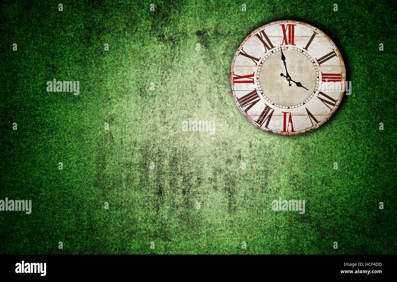 old retro clock on the wall Stock Photo Alamy
