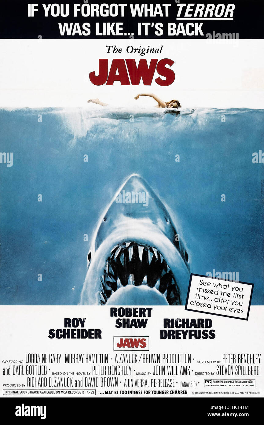 JAWS, re-release poster, 1975 Stock Photo - Alamy