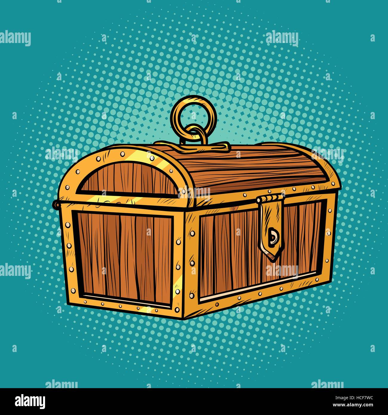 Pirate wood treasure chest closed Stock Vector