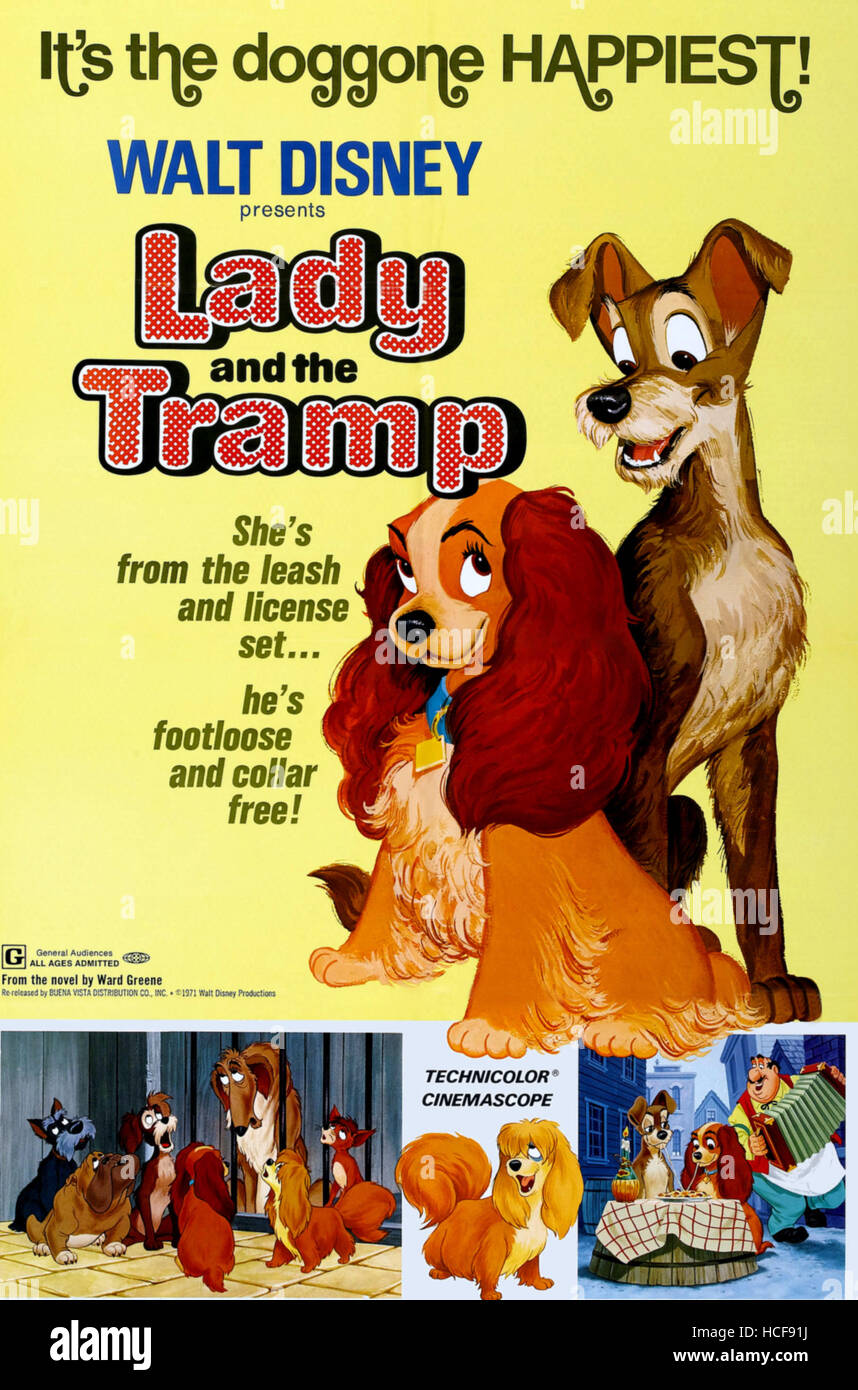 LADY AND THE TRAMP, top lr Lady, Tramp, bottom lr Jock, Bull