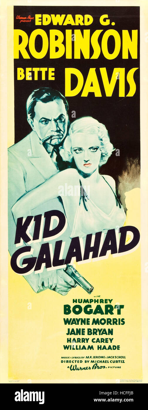 KID GALAHAD, lr Edward G. Robinson, Bette Davis on insert poster