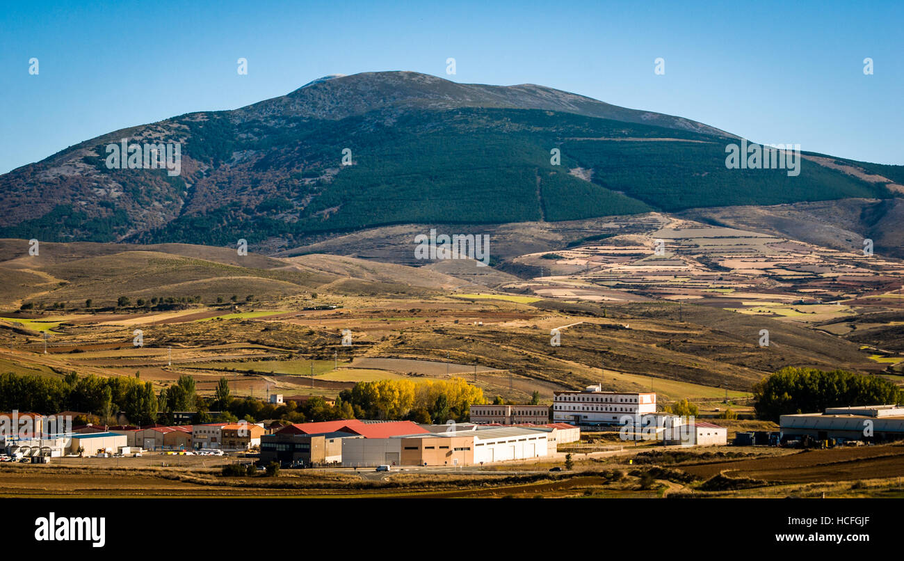 Small town community and businesses in foothills and mountains of Spain. Stock Photo