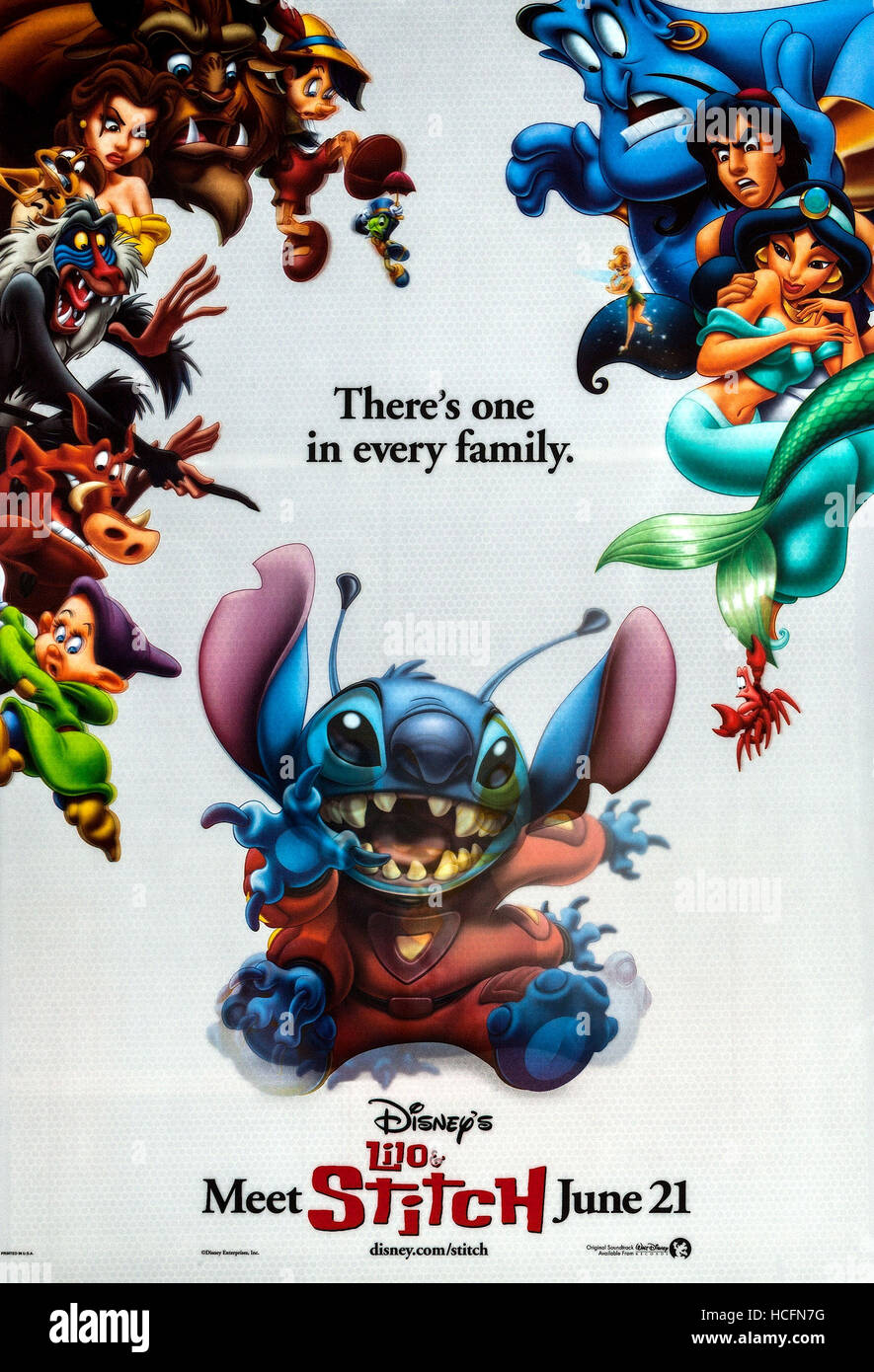 LILO & STITCH, US advance poster art, Stitch,(center), 2002. © Walt Disney/courtesy Everett Collection Stock Photo