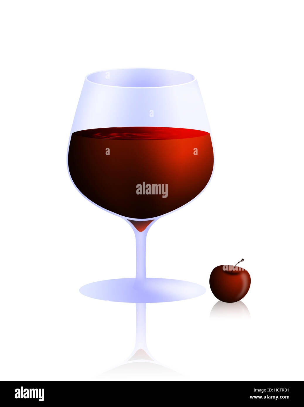 tempting glass of red wine and lovely little cherry Stock Photo