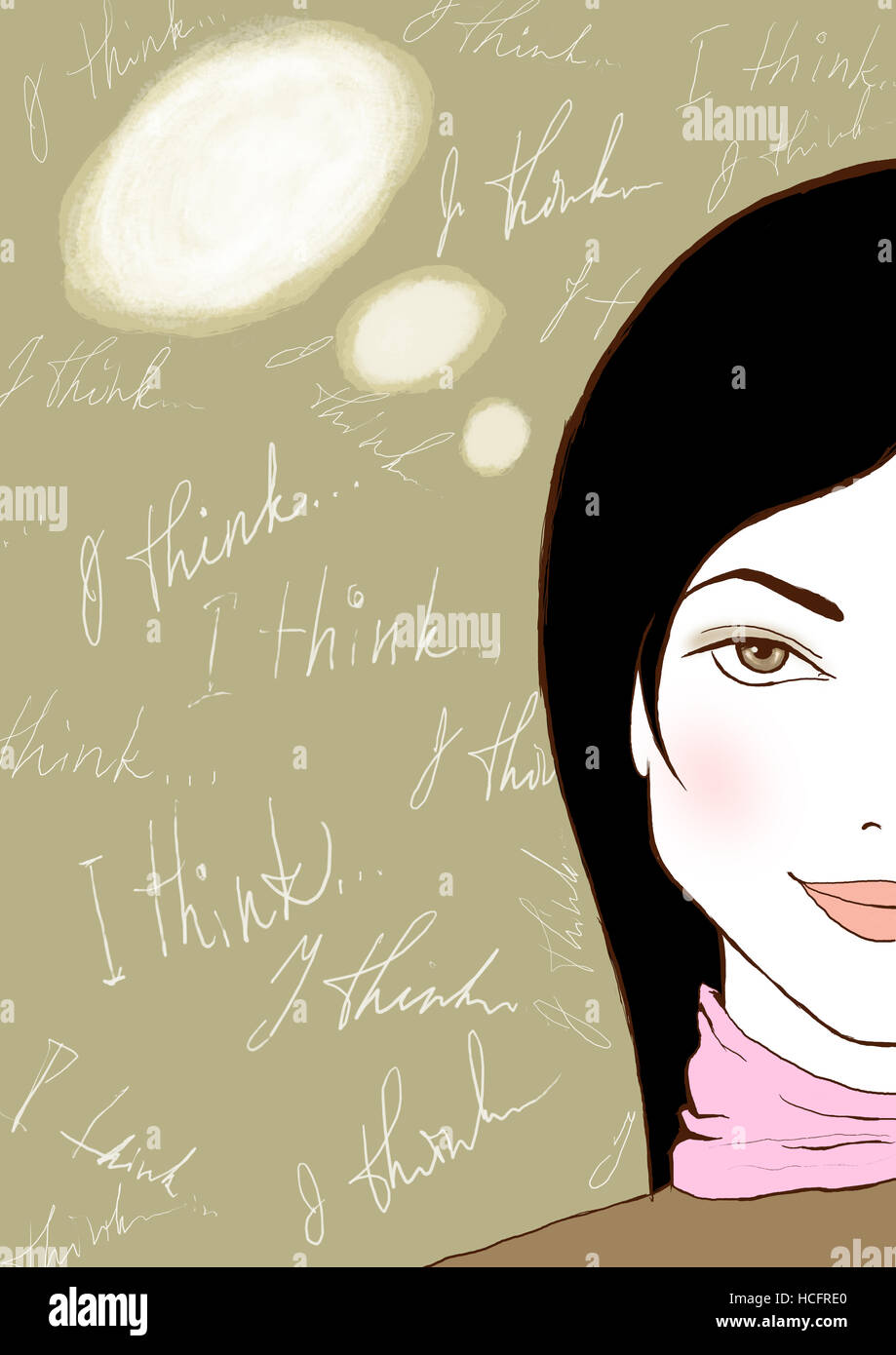 artistic portrait of a nice girl and her thoughts Stock Photo