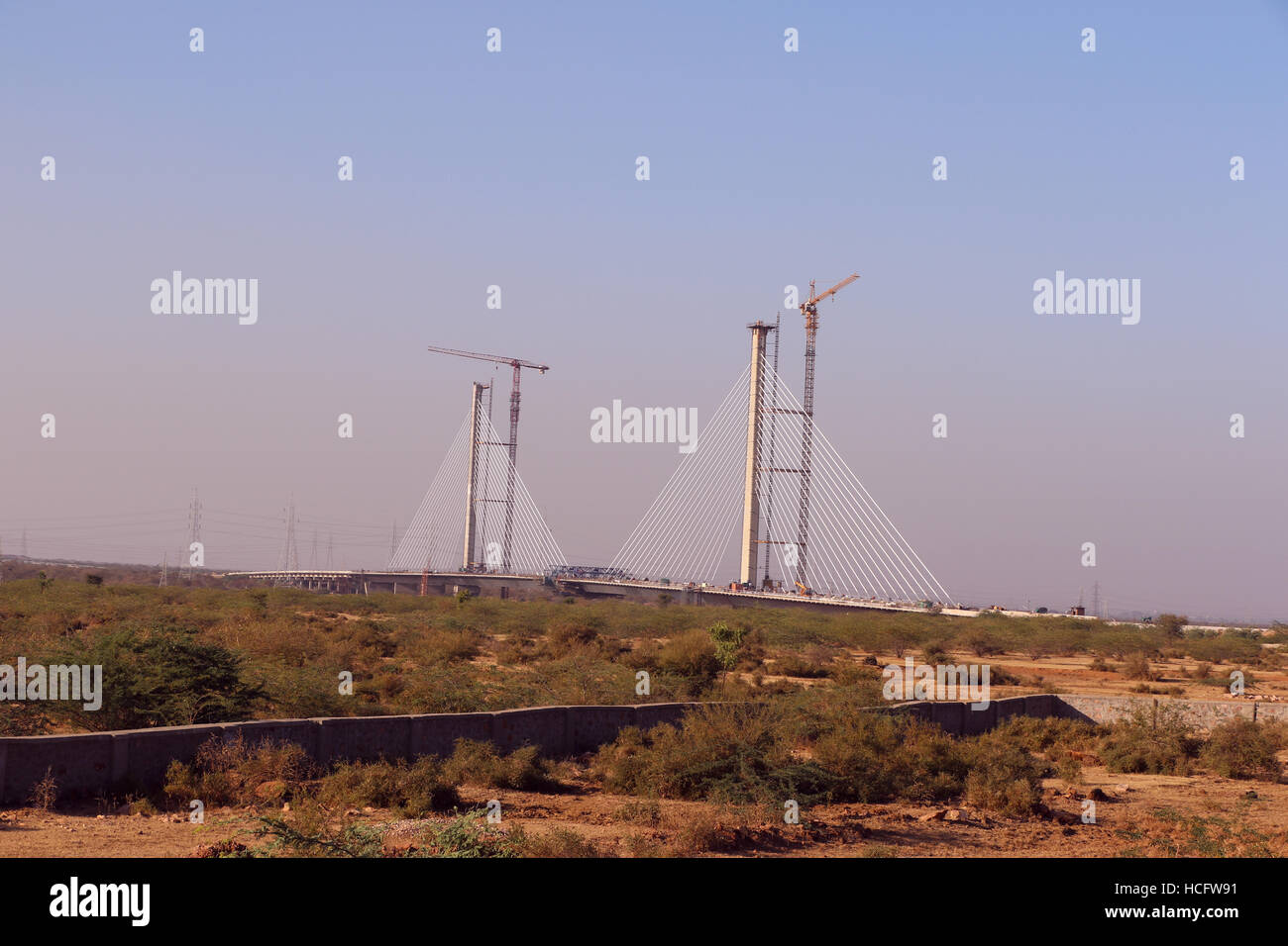 The hanging bridge over chamble river, Kota Stock Photo Alamy
