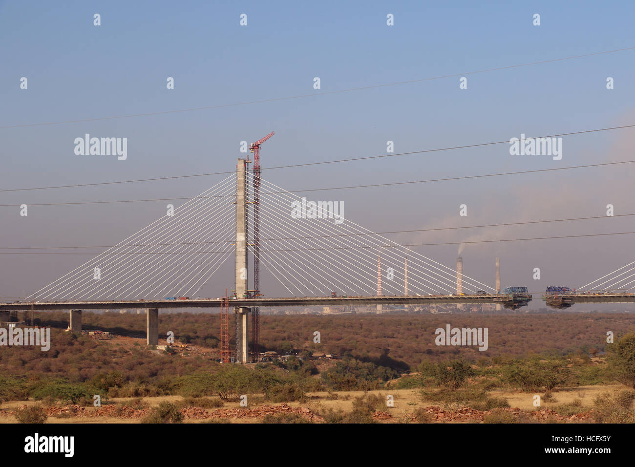 The hanging bridge over chamble river, Kota Stock Photo Alamy