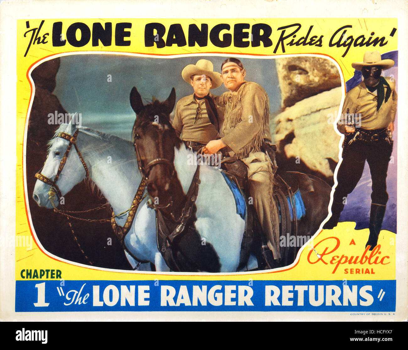 THE LONE RANGER RIDES AGAIN, lobbycard, from left: Robert Livingston ...