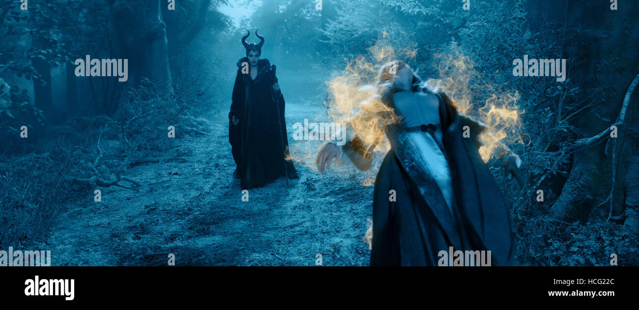 MALEFICENT, from left: Angelina Jolie as Maleficent, Elle Fanning, 2014