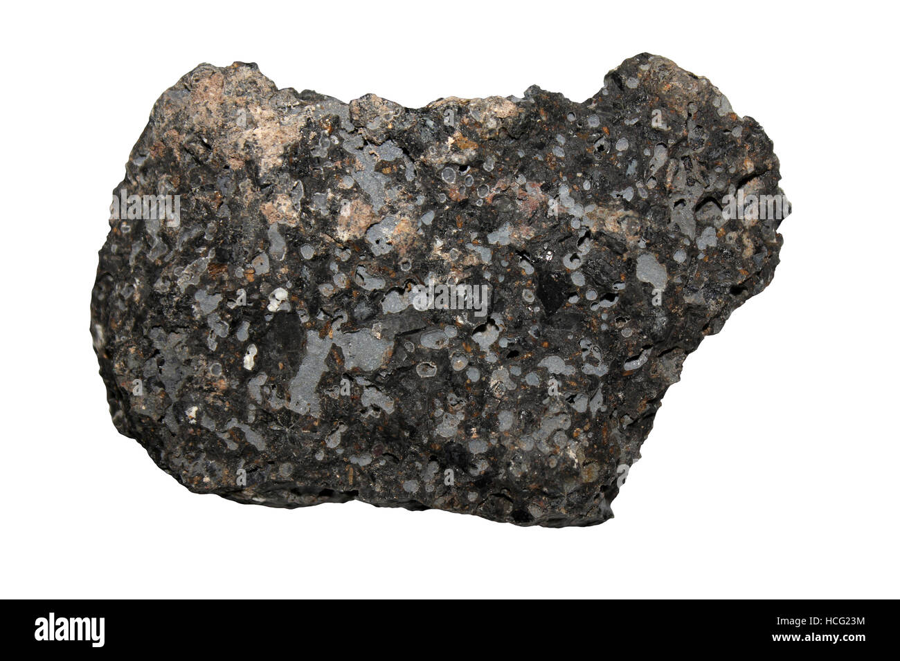 Limburgite - volcanic rock with Vesicular texture resembling basalt, but contains no feldspar Stock Photo