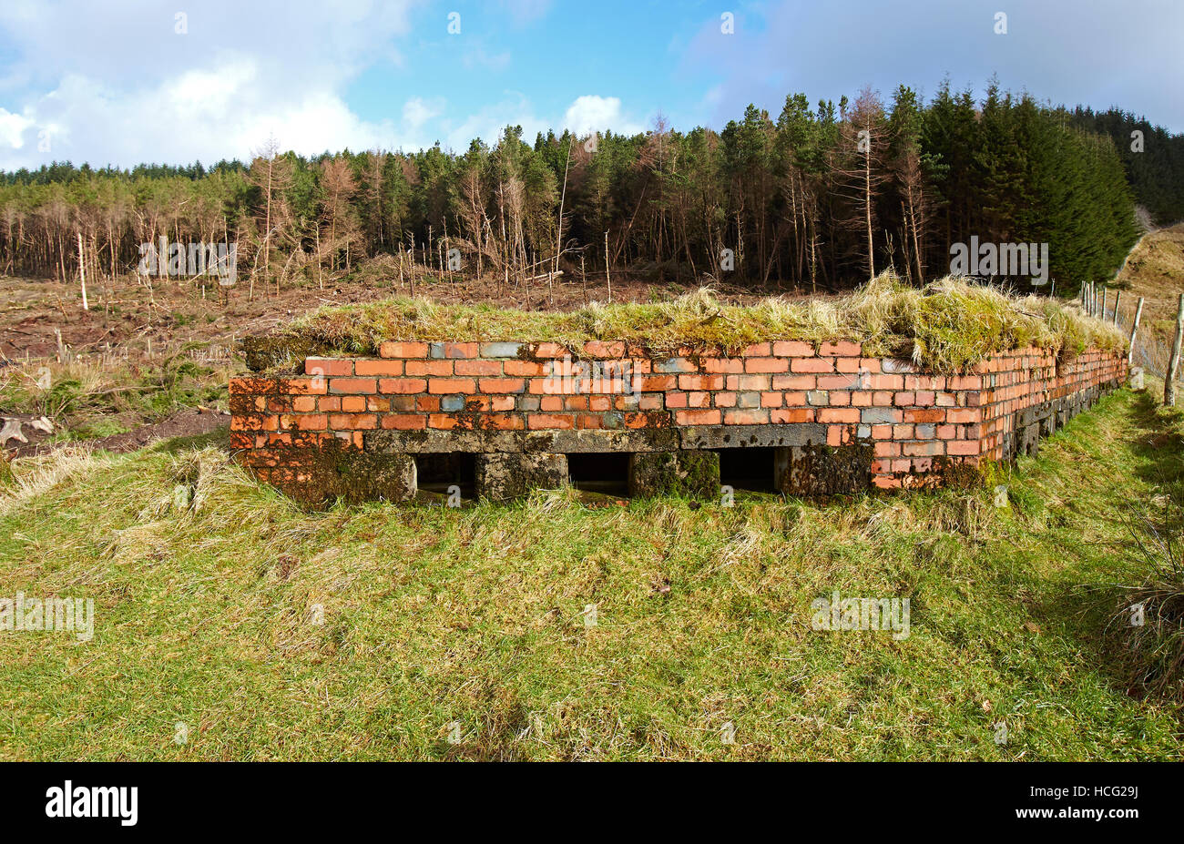 Old WW2 Bunkers at the base of Pen y Fan, Brecon Beacons, South Wales, UK Stock Photo