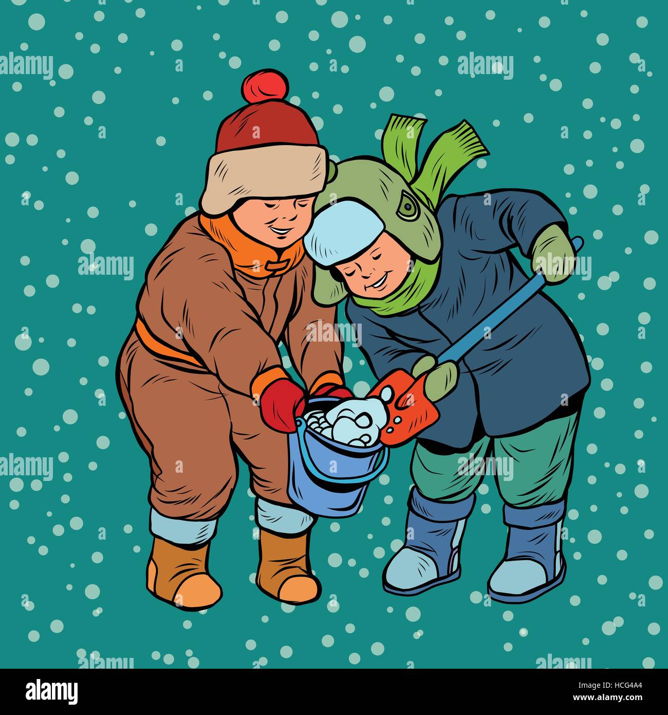 Children digging vintage stock vector images alamy