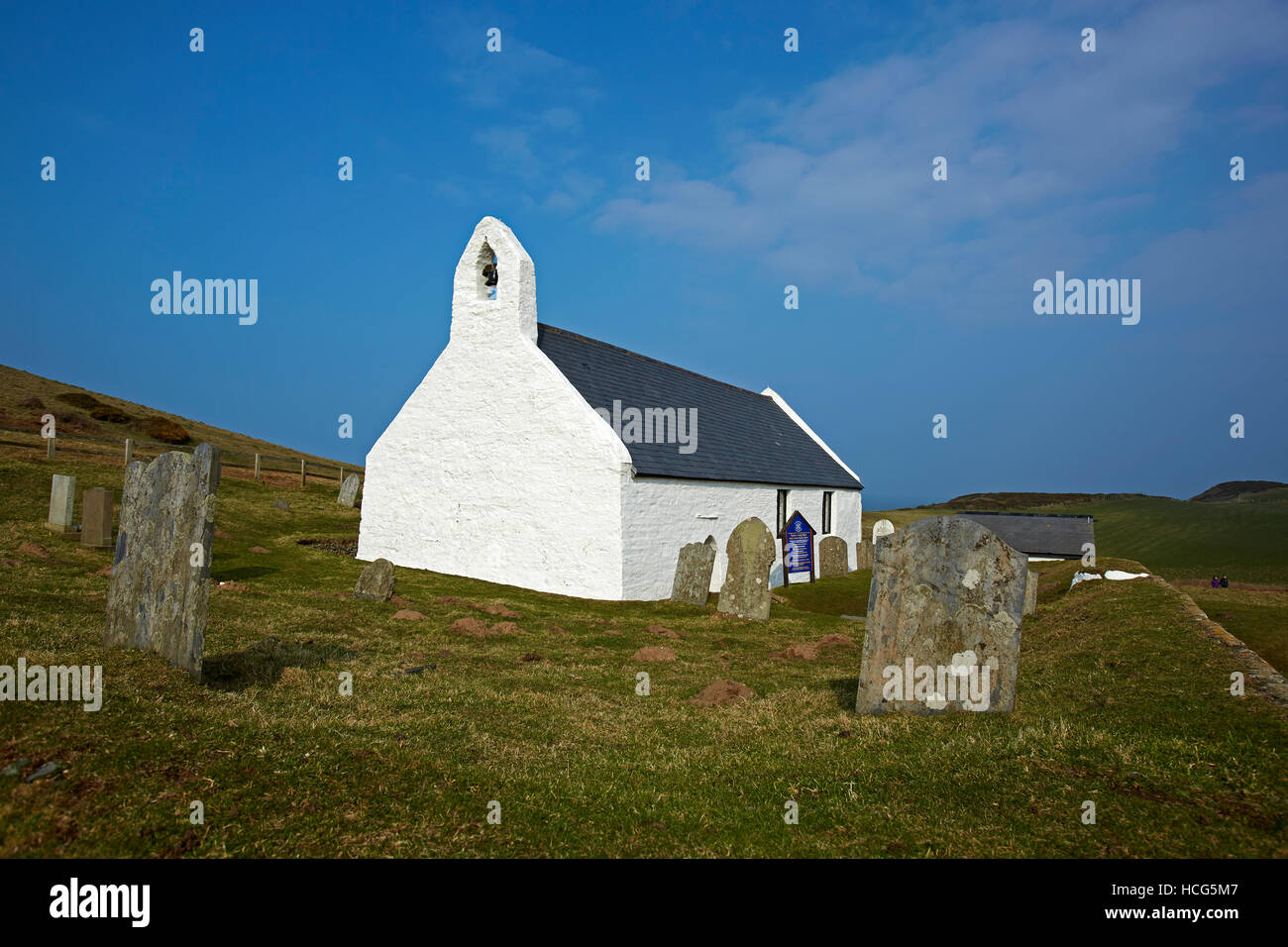 Mwnt Church (Church of the Holy Cross) Cardigan Bay, Ceredigion, Wales, UK Stock Photo