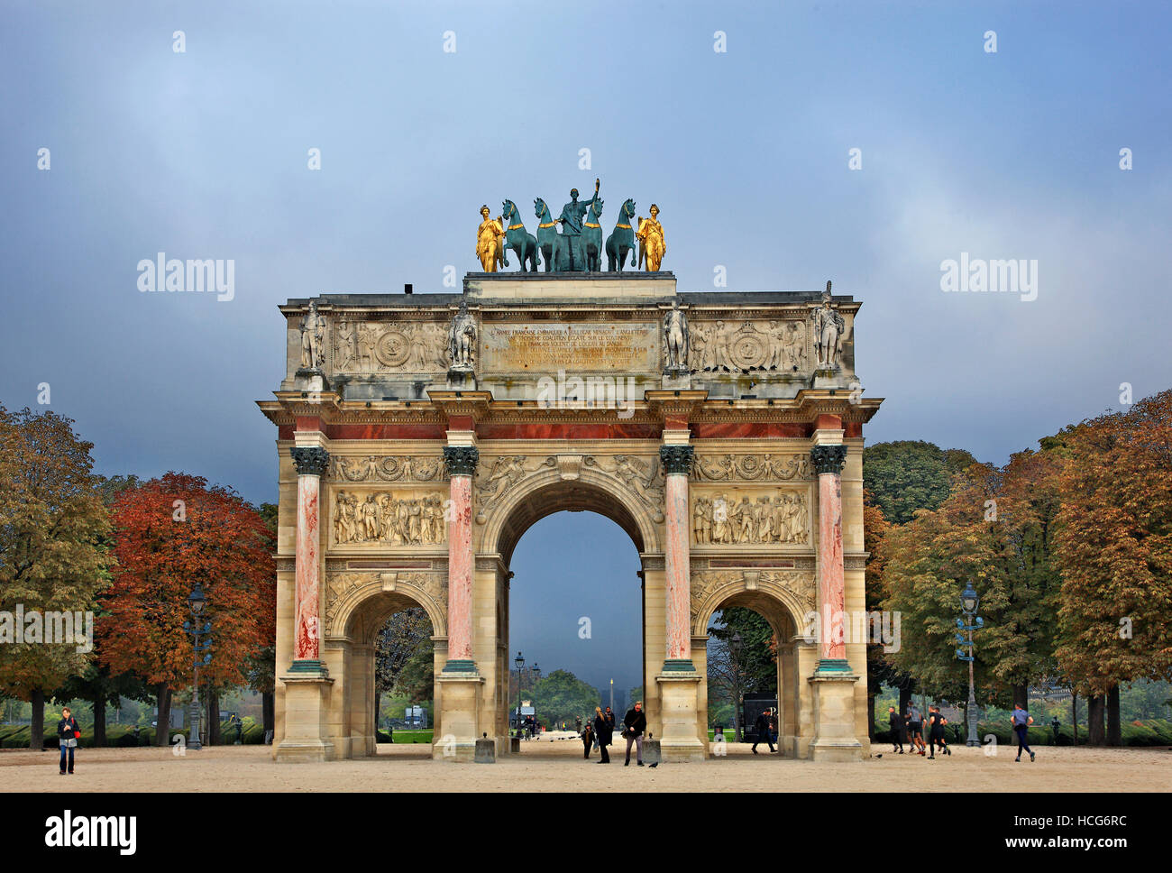 The Arc de Triomphe du Carrousel  a triumphal arch in  Place du Carrousel, Paris, France. Stock Photo
