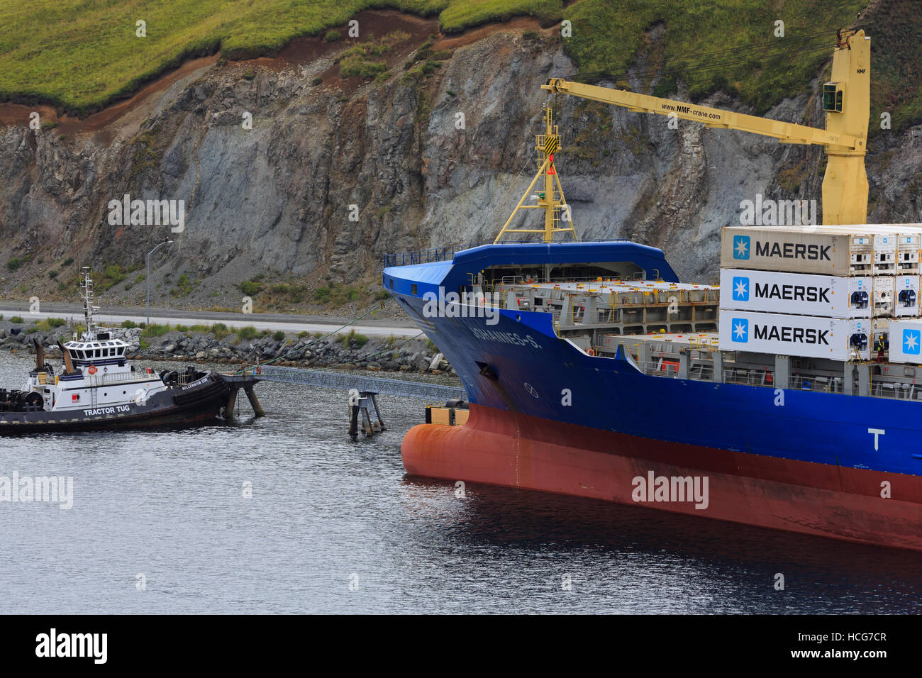 Container ship, Dutch Harbor, Amaknak Island, Island, Aleutian Islands