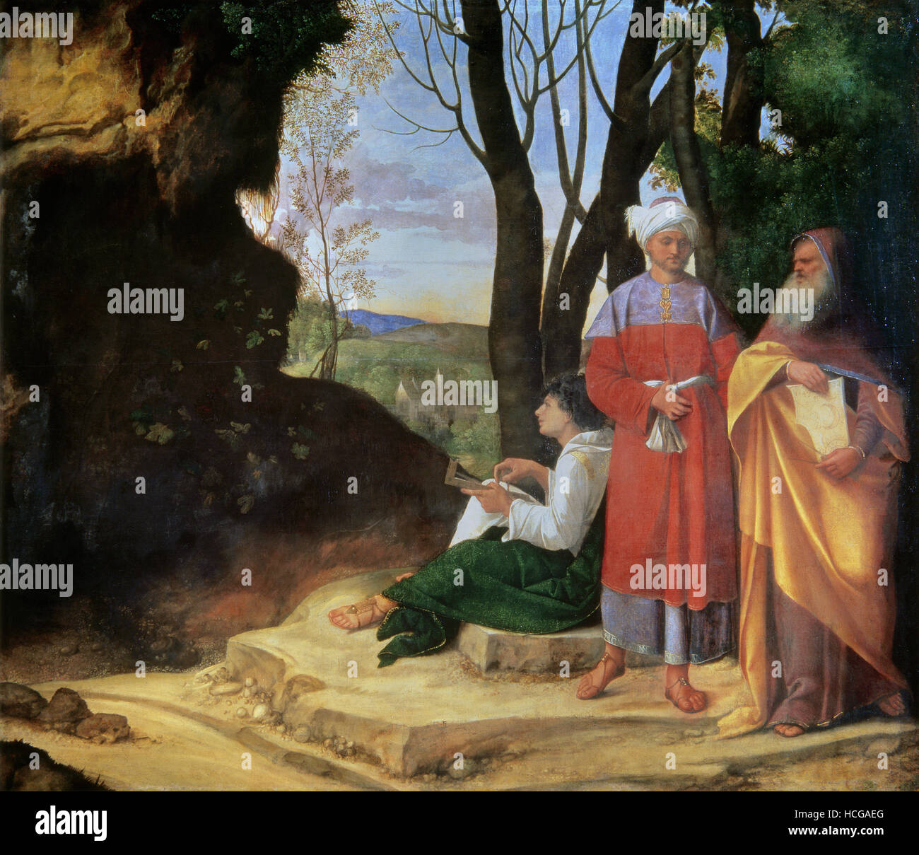 Giorgio Barbarelli know as Giorgione - The Three Philosophers - 1508 Stock Photo