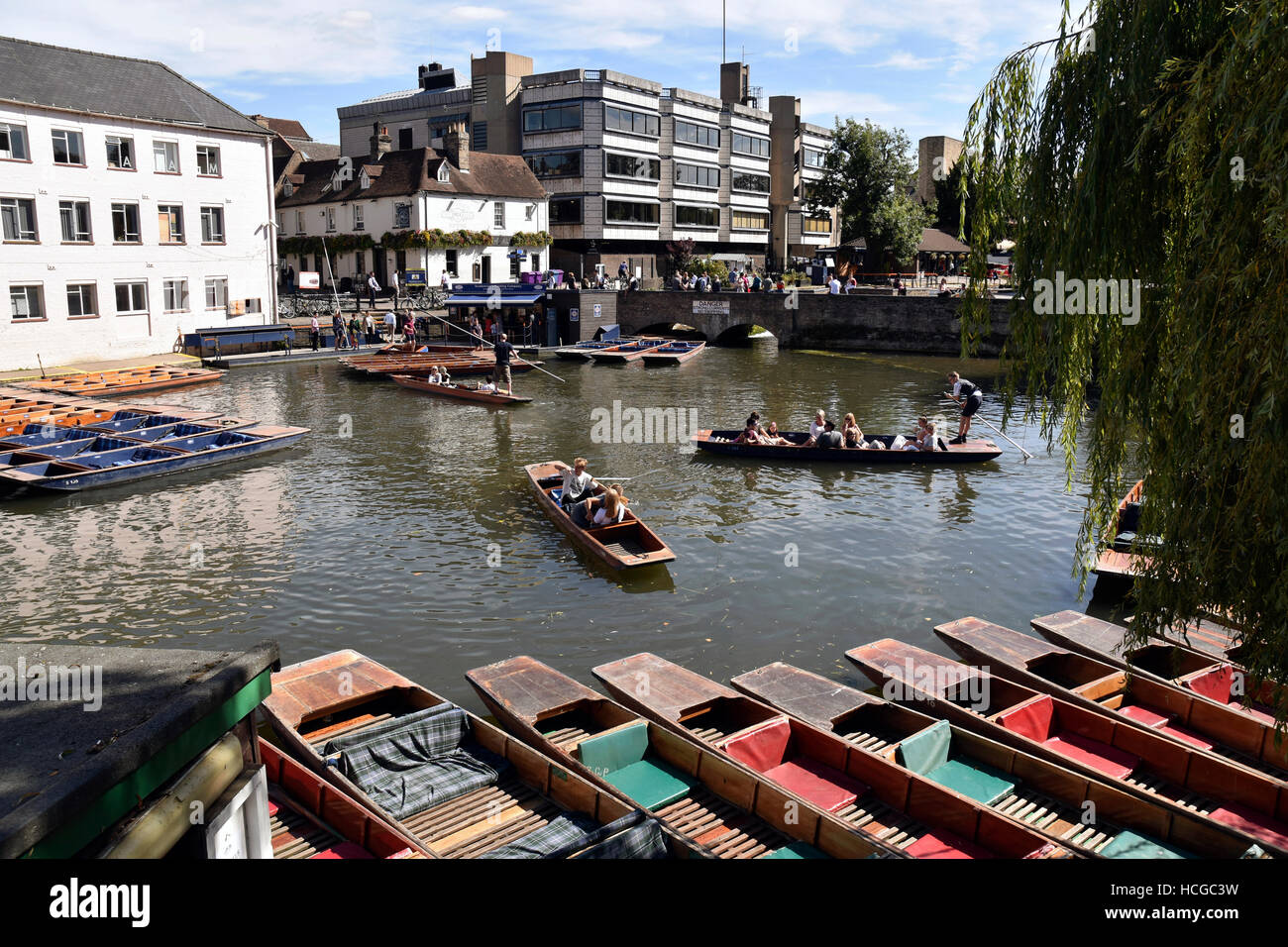 Punting on the River Cam in the city of Cambridge Stock Photo