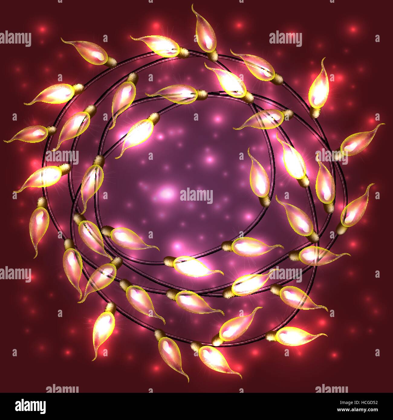 Colorful Red Glowing Christmas Lights.Vector elements can be used as