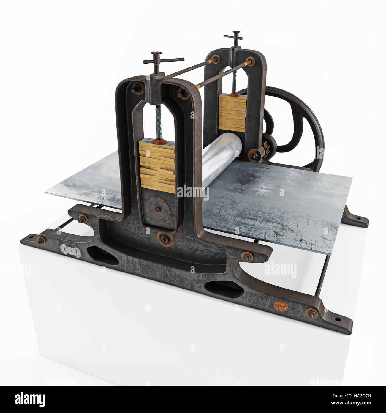 vintage printing press machine isolated. 3d rendering Stock Photo Alamy