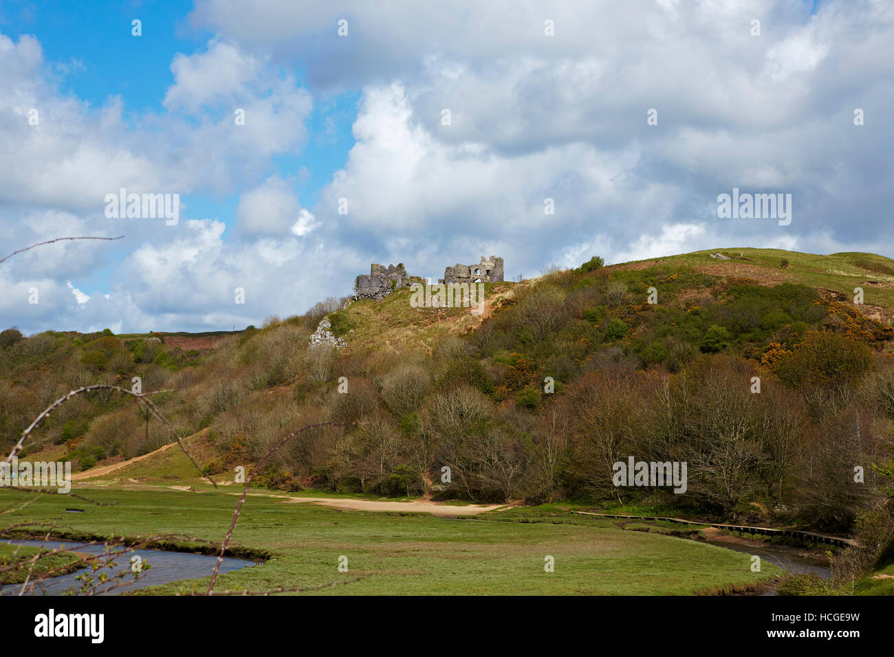 Pennard Castle, Three Cliffs Bay, Gower, Wales, UK Stock Photo