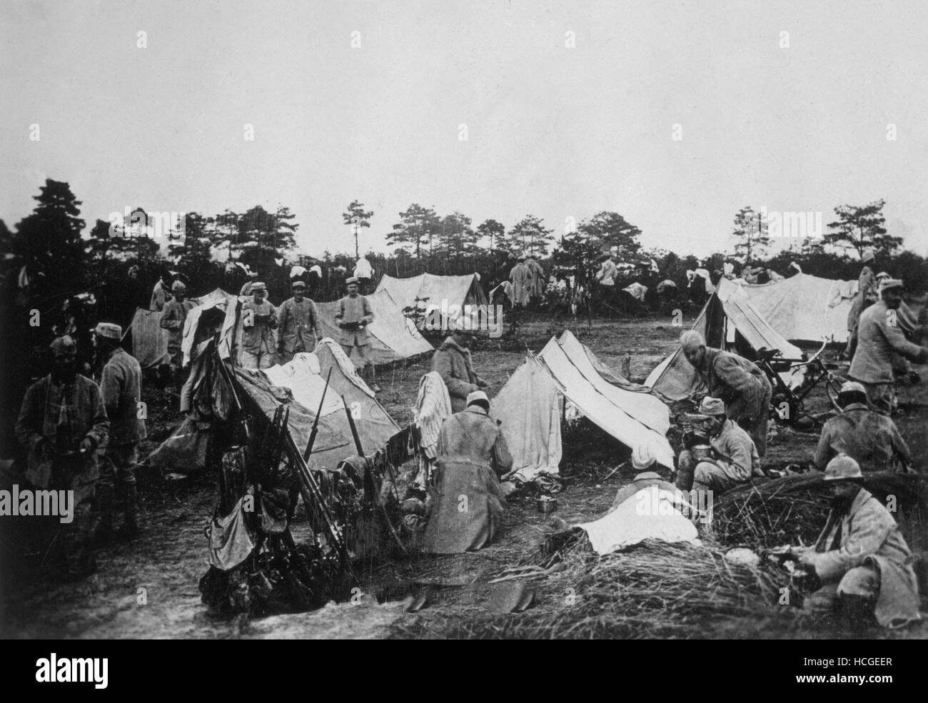 Military bivouac in the Somme , first world war Stock Photo