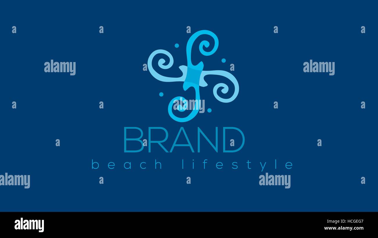 Beach lifestyle vector logo design template Stock Vector