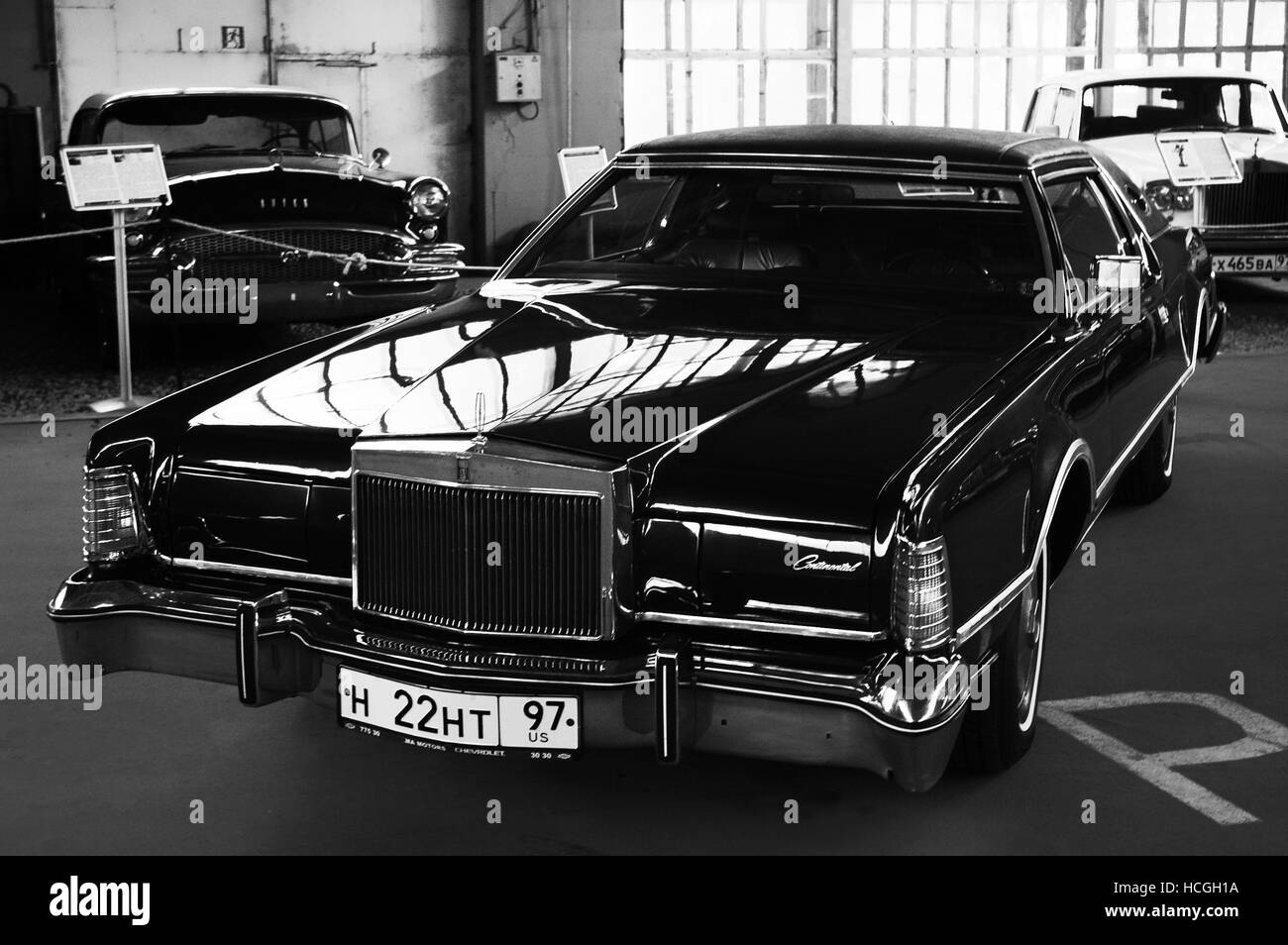 Photo Cadillac auto, photo auto headlight, radiator grille Stock Photo