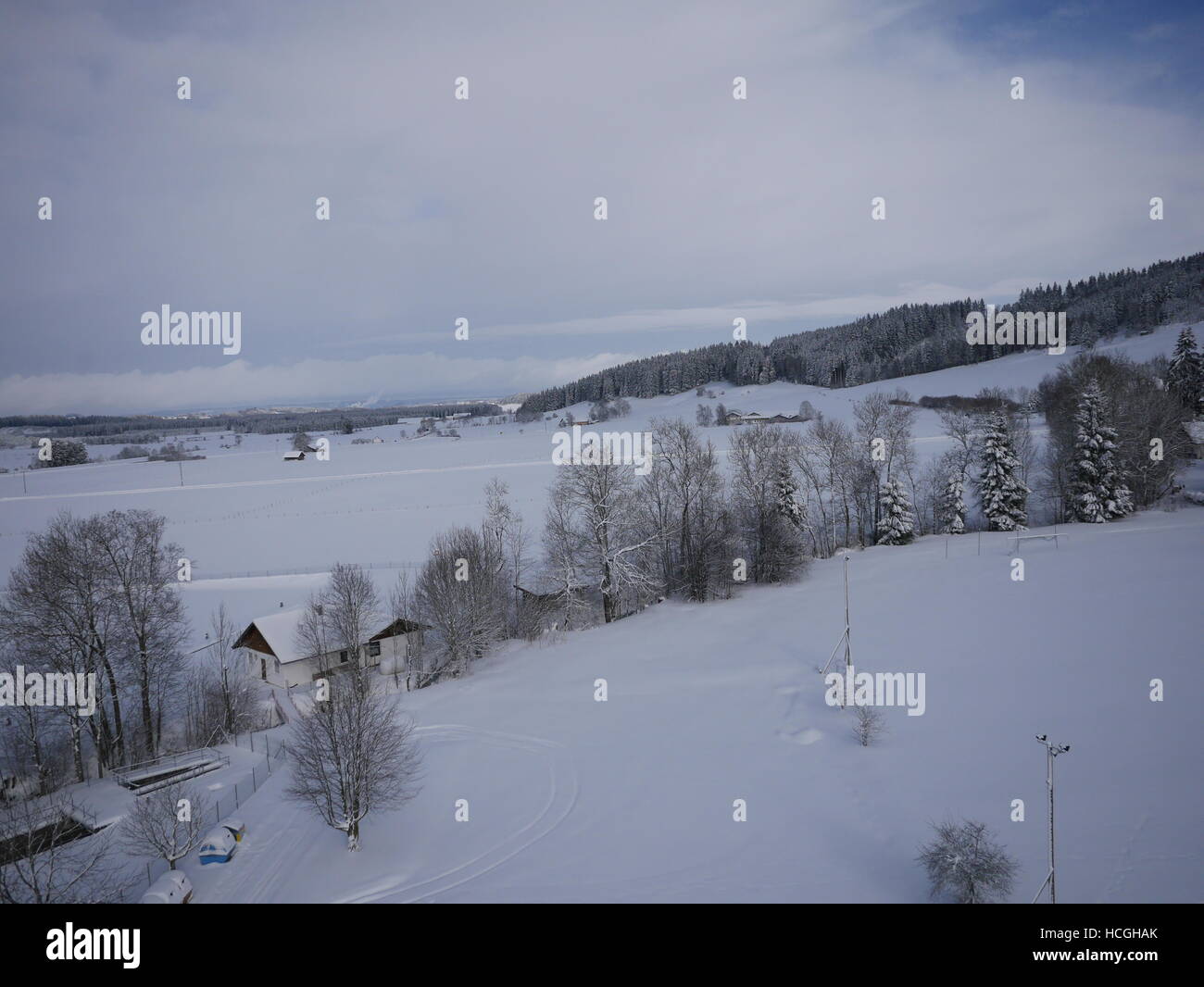 aerial photo of village in winter Stock Photo - Alamy