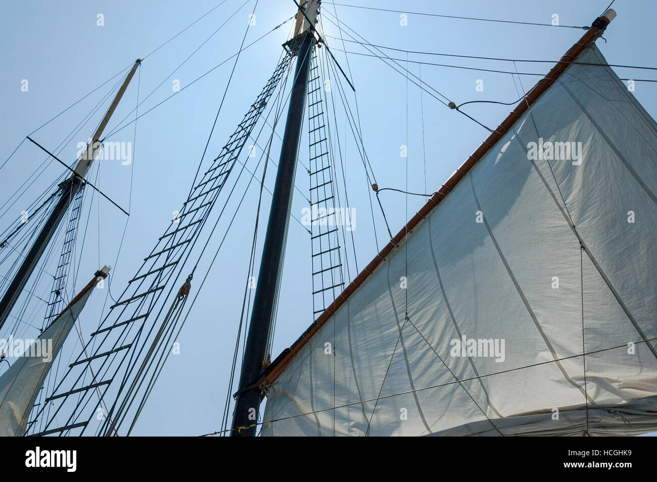 Detail of the sails of the tall ship Kajama at Toronto's Harbourfront
