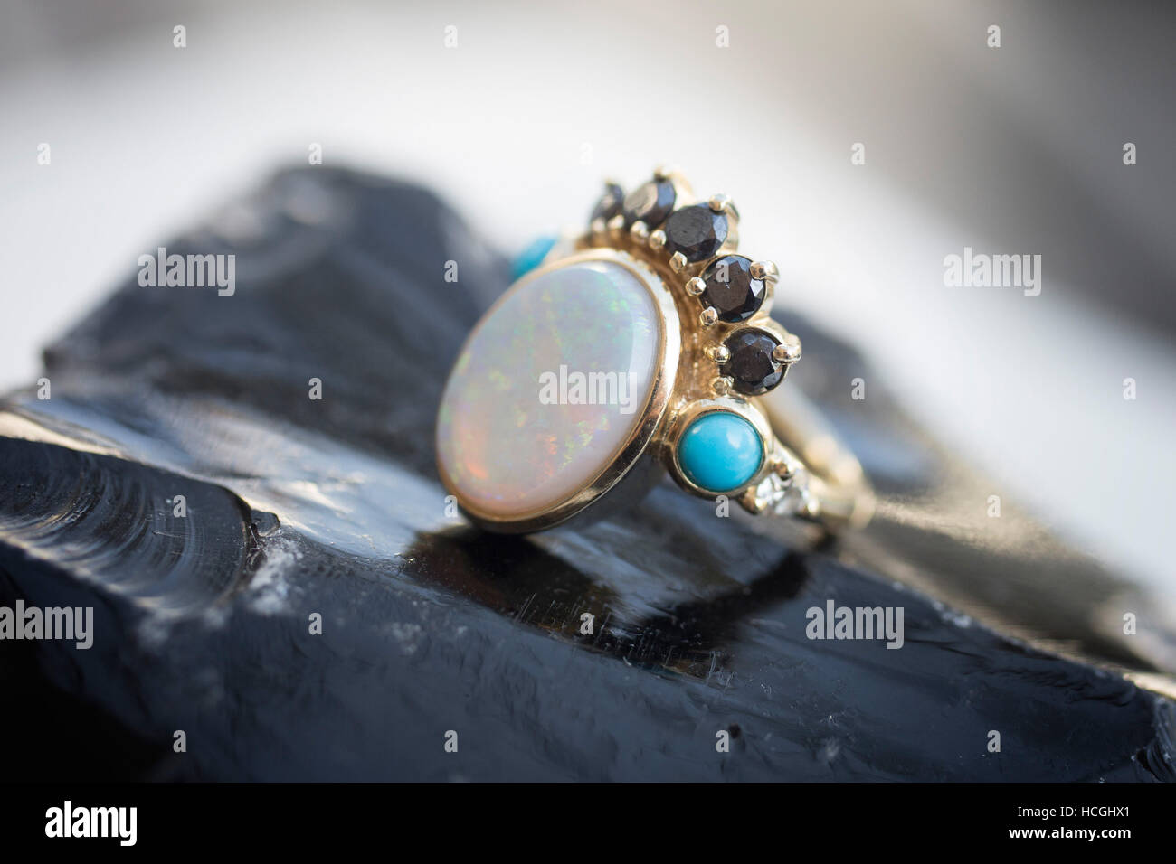 Fine Antique Black Opal Ring | DB Gems