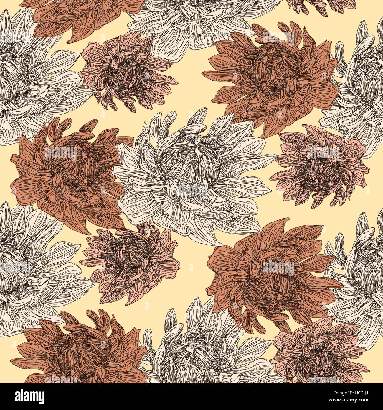 Beautiful floral seamless pattern over yellow background Stock Vector ...