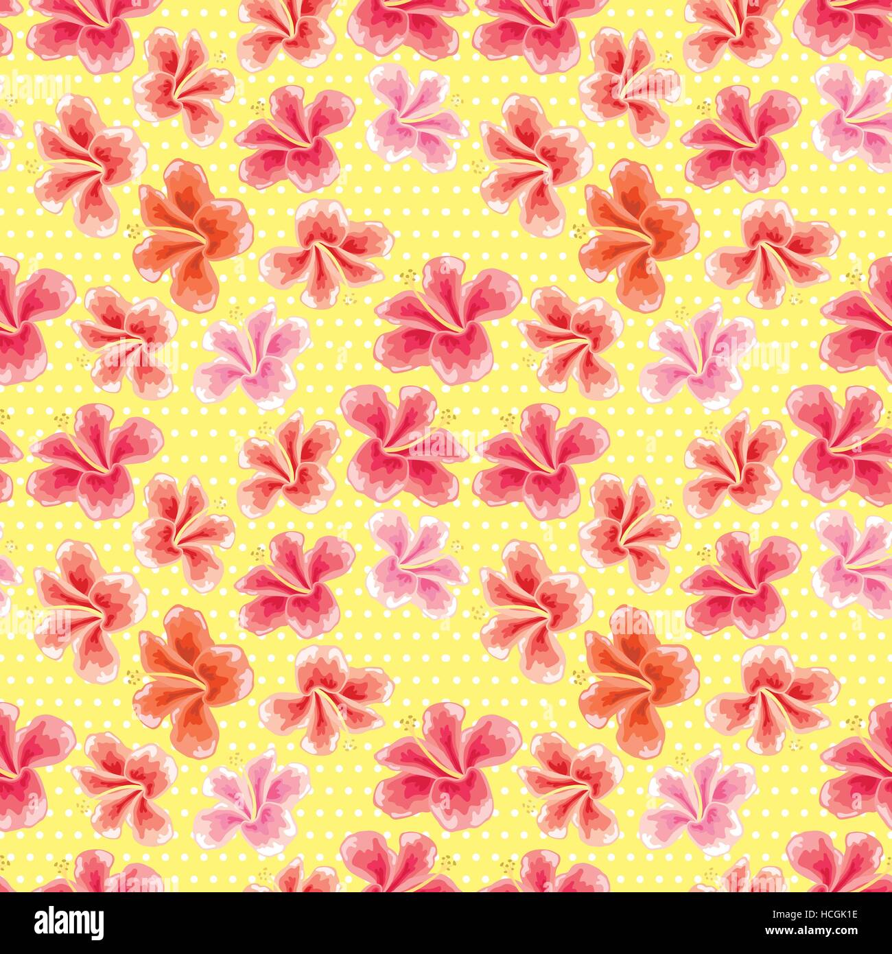 floral texture with stylish seamless hibiscus pattern background Stock ...