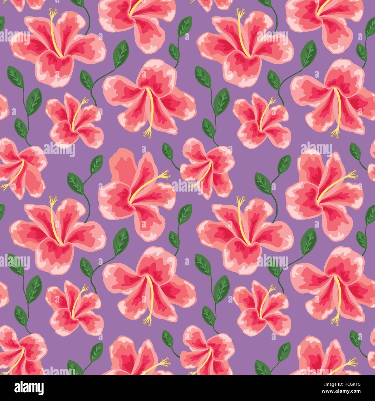 floral texture with stylish seamless hibiscus pattern background Stock ...