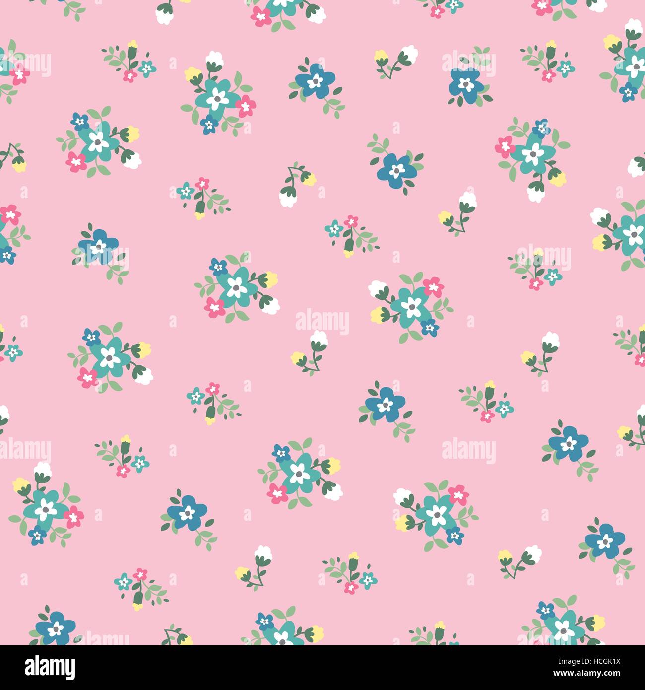 seamless tiny cute flower pattern background over pink Stock Vector ...