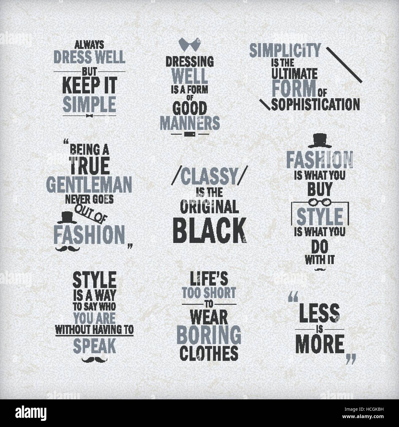 fashion attitude quotes set isolated on beige background Stock ...